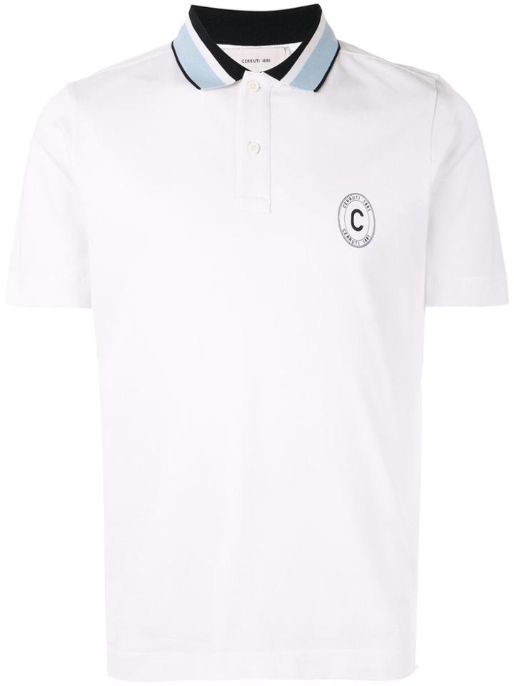 Cerruti 1881 Striped Collar Polo Shirt - White