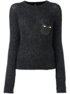 Cavalli Class Embellished Pocket Sweater, Women's, Size: 44, Grey, Polyamide/spandex/elastane/mohair/virgin Wool