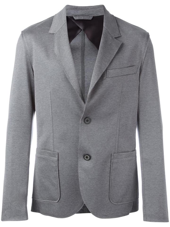 Lanvin Button Up Blazer, Men's, Size: 48, Grey, Cotton/viscose