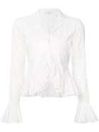 Tome Frill-trim Knitted Top - White