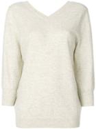 Isabel Marant Étoile - V-neck Knitted Top - Women - Cotton/wool - 36, Grey, Cotton/wool