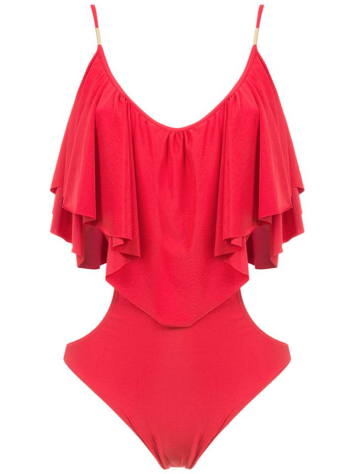 Brigitte Ruffled Bodysuit - Red