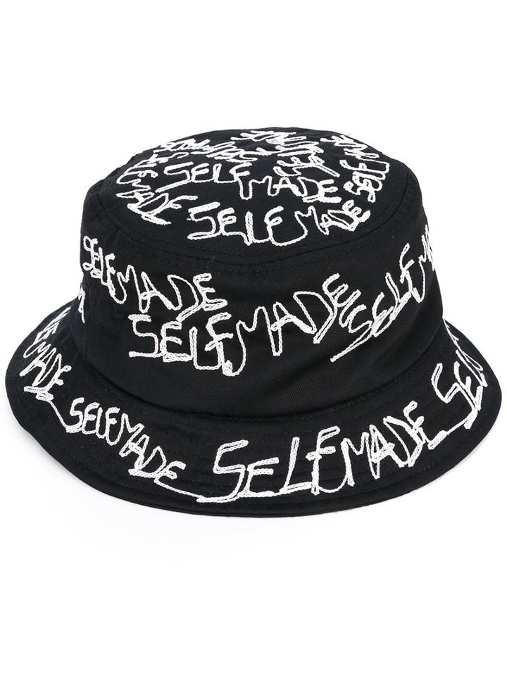 Selfmade By Gianfranco Villegas - Embroidered Bucket Hat - Men - Cotton - One Size, Black, Cotton