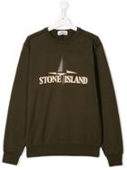 Stone Island Junior Teen Logo Print Sweatshirt - Green