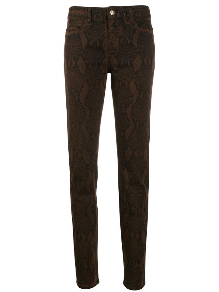 Just Cavalli Snake Print Slim-fit Trousers - Brown