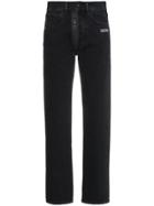 Off-white Front Zip Slim Leg Jeans - Black