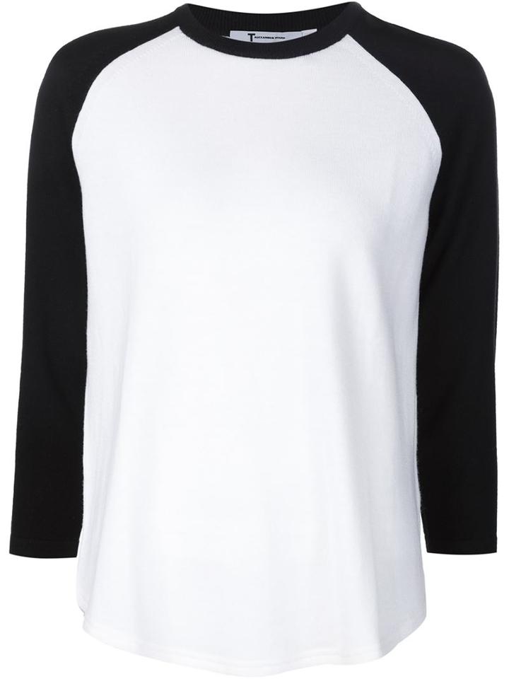 T By Alexander Wang Fine Knit Baseball Jumper, Women's, Size: Small, Black, Merino