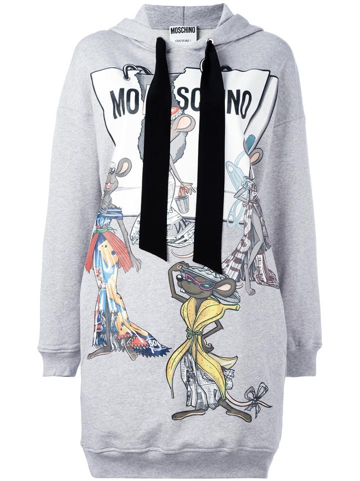 Moschino - Rat-a-porter Hoodie Dress - Women - Silk/cotton - 40, Grey, Silk/cotton