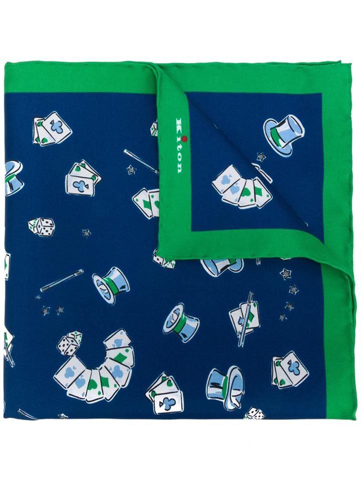Kiton Magician Print Handkerchief - Blue