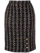 Chanel Vintage Tweed Pencil Skirt - Black