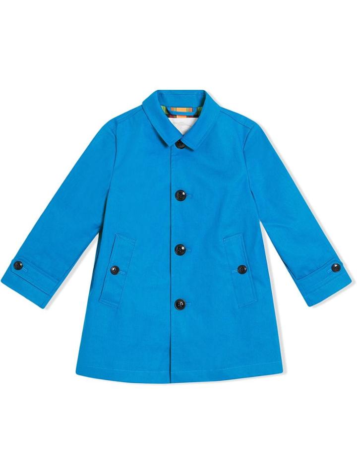 Burberry Kids Teen Mercerised Bonded Car Coat - Blue