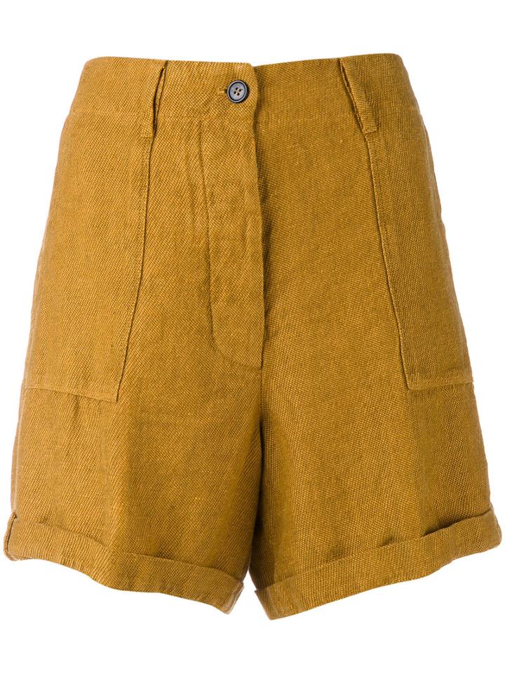 Forte Forte - Tailored Shorts - Women - Linen/flax - 0, Yellow/orange, Linen/flax