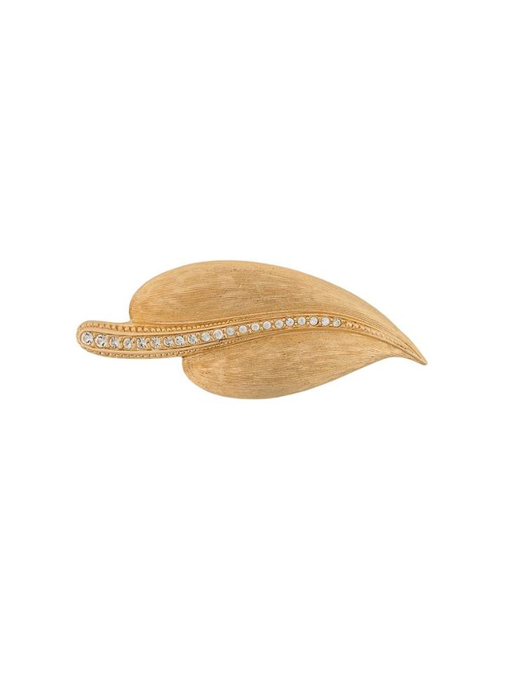 Christian Dior Vintage Leaf Brooch - Gold