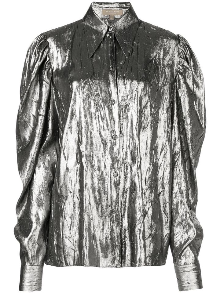 Michael Kors Puff Sleeve Metallic Shirt - Silver