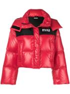 Miu Miu Cropped Hooded Puffer Jacket - Red