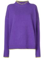Marni Crewneck Sweater With Contrast Piping Detail - Pink & Purple