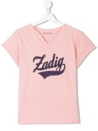 Zadig & Voltaire Kids Teen Logo Print T-shirt - Pink & Purple