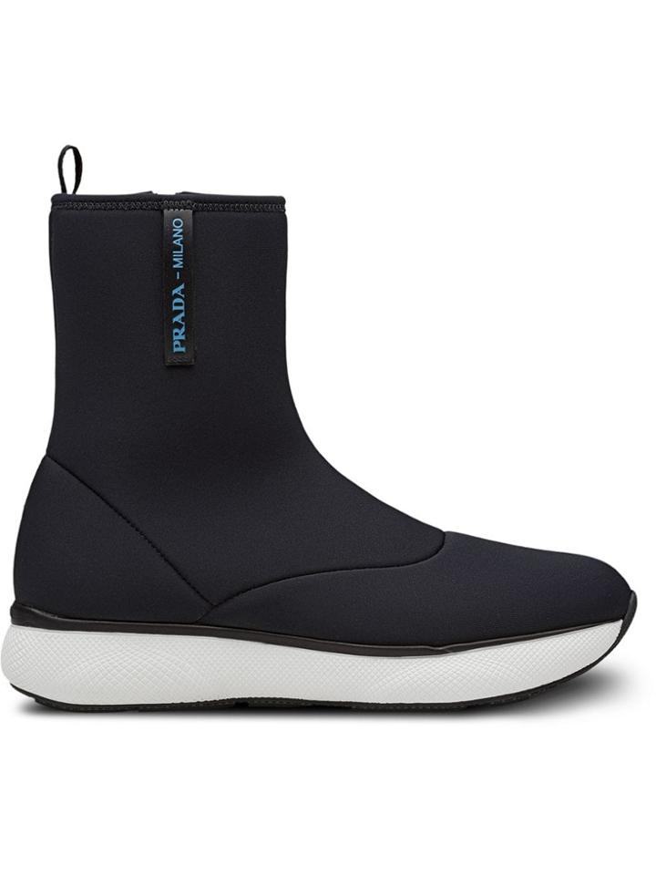 Prada Zipped High-top Sneakers - Black