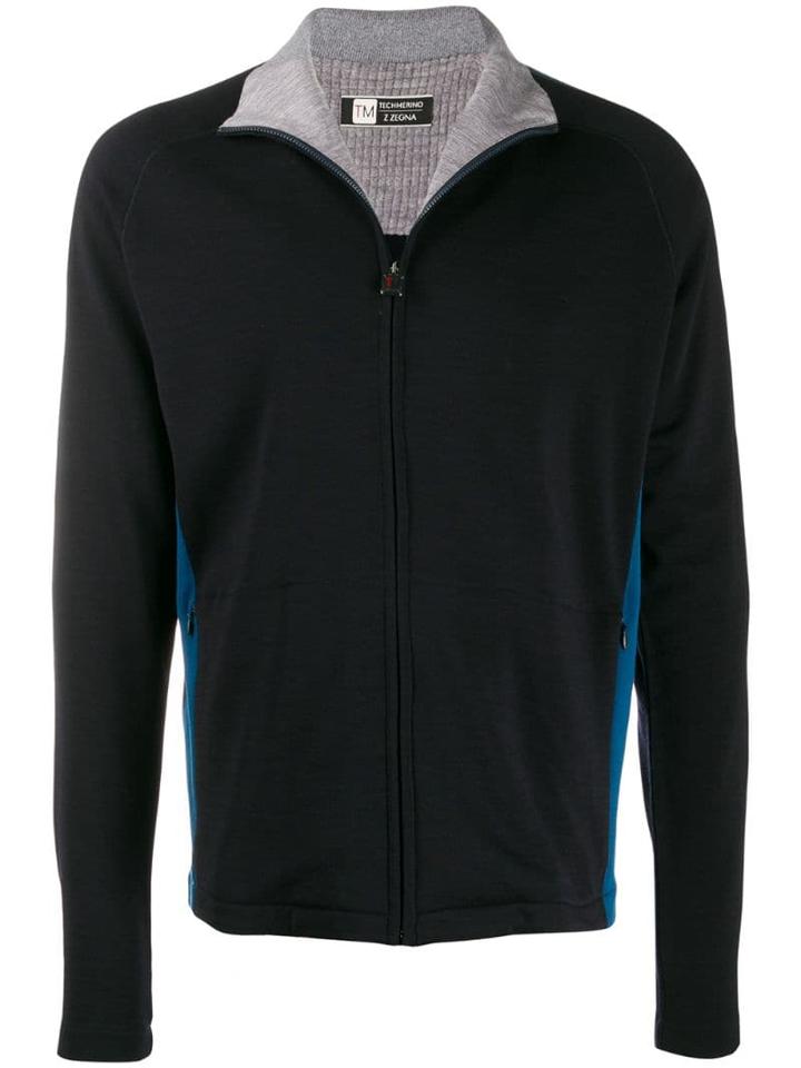 Z Zegna Side Stripe Cardigan - Blue