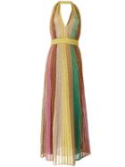 M Missoni Halterneck Metallic (grey) Long Dress, Women's, Size: 42, Cotton/polyamide/polyester/cotton