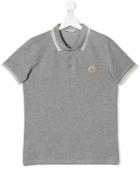 Moncler Kids Teen Striped Trim Polo Shirt - Grey