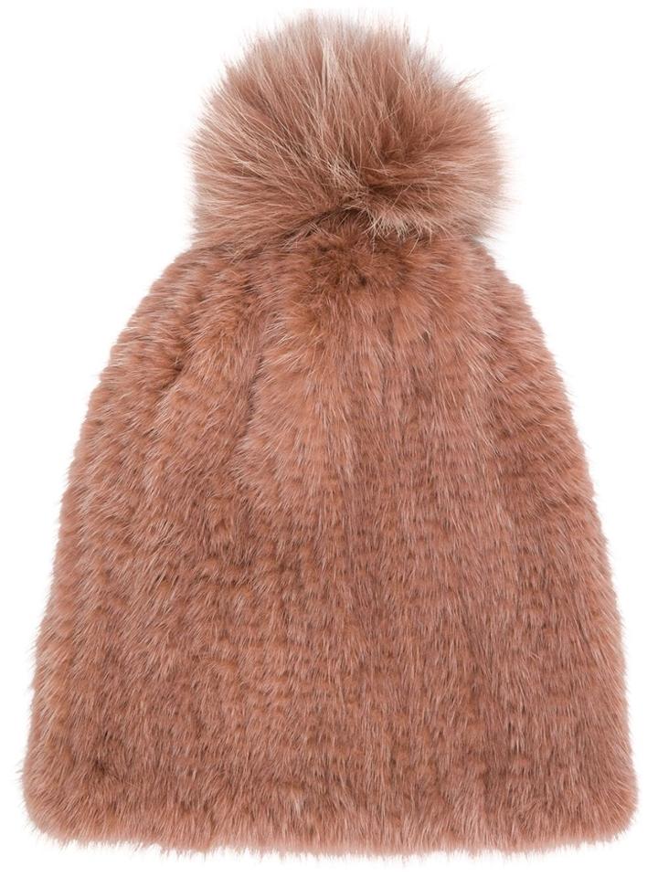 Yves Salomon Accessories Knitted Beanie - Pink & Purple