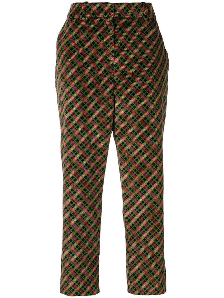 Ines De La Fressange Check Print Velvet Trousers - Black