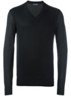 Dolce & Gabbana V-neck Jumper, Men's, Size: 46, Black, Cashmere
