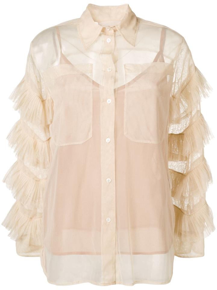 Erika Cavallini Sheer Frilled Blouse - Neutrals