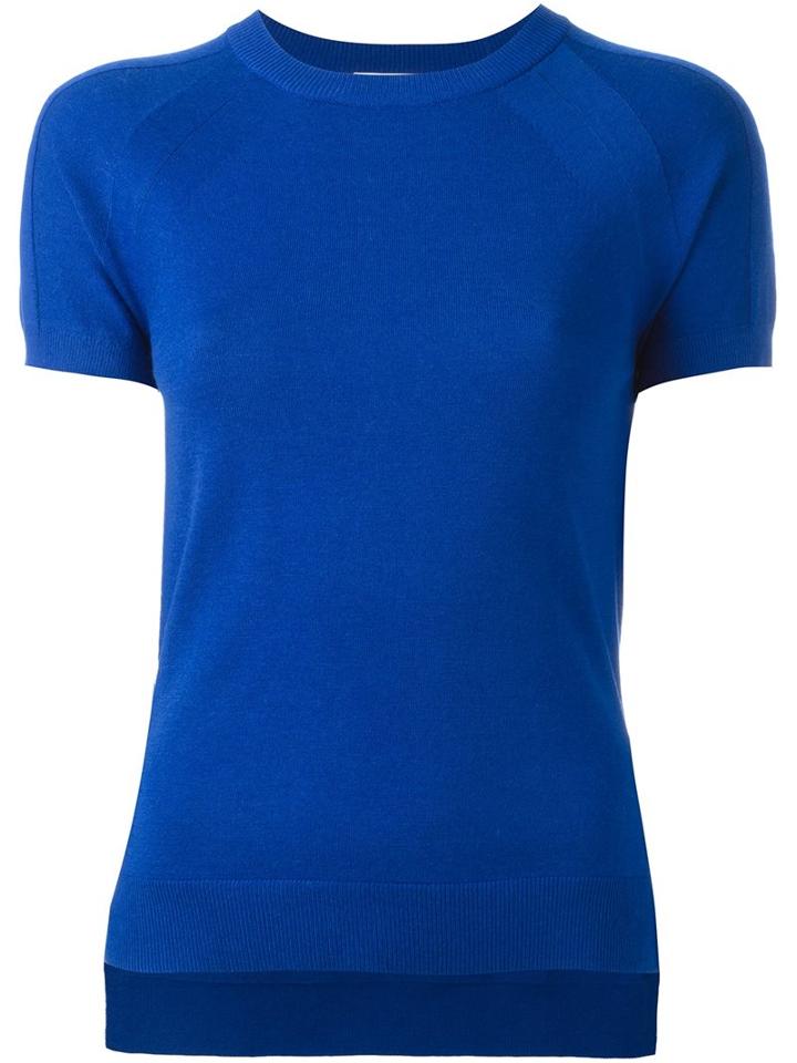 Michael Michael Kors Knitted T-shirt, Women's, Size: Xl, Blue, Viscose/nylon/polyester/cotton