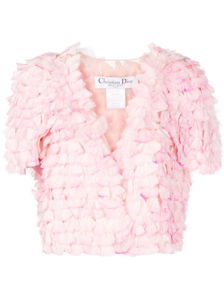 Christian Dior Vintage Open Front Petal Top - Pink