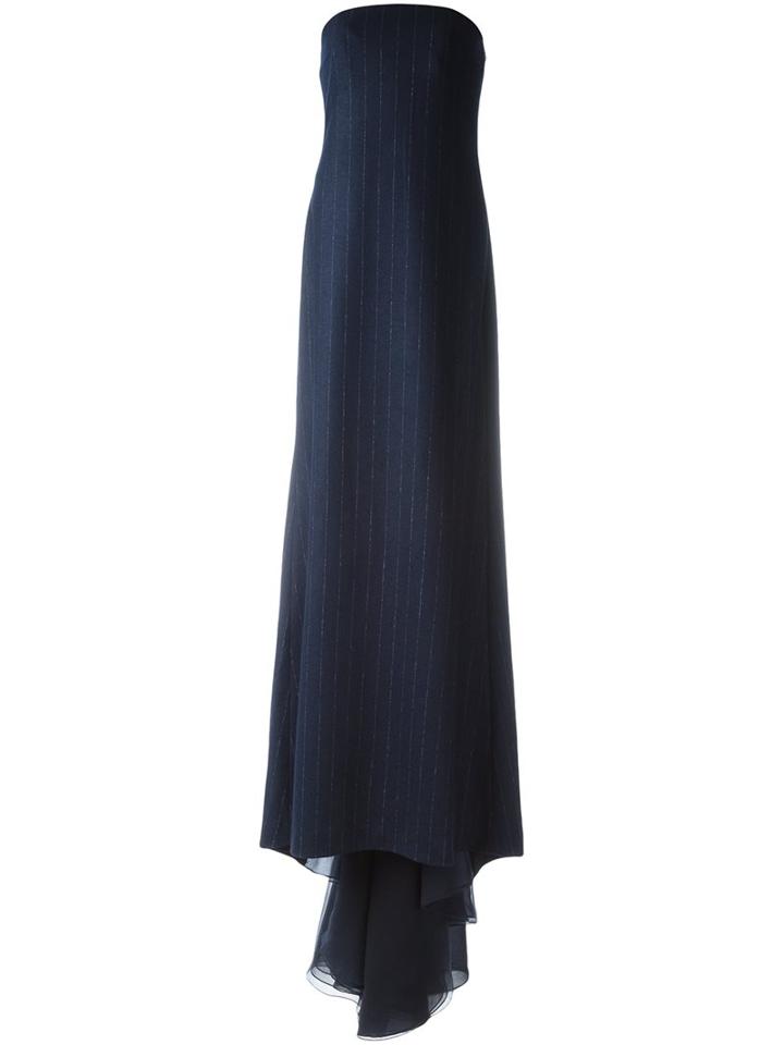 Brunello Cucinelli Pinstripe Strapless Gown