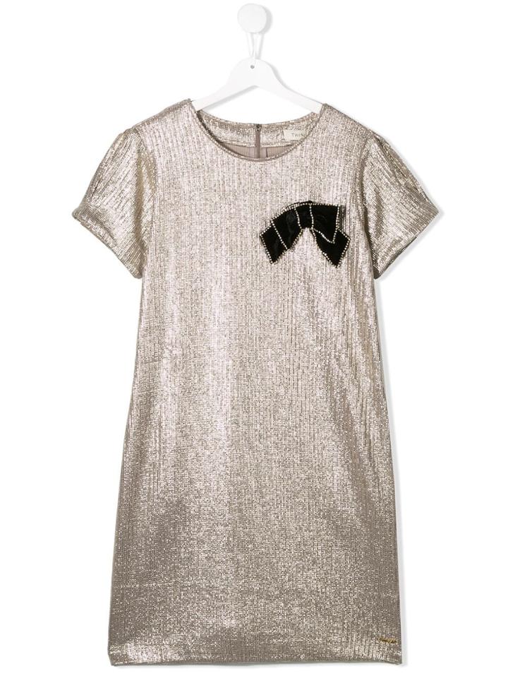 Twin-set Bow Shift Dress - Gold
