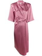Nanushka Lais Satin Wrap Dress - Pink