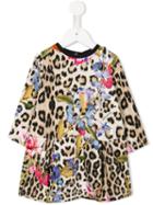 Roberto Cavalli Kids Leopard Floral Print Dress, Infant Girl's, Size: 9 Mth, Black