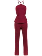 Lilly Sarti Gabardine Stripes Jumpsuit - Red