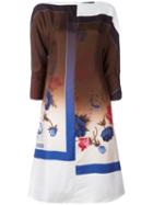Salvatore Ferragamo Floral Shift Dress, Women's, Size: 44, Brown, Acetate/silk