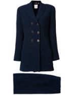 Chanel Pre-owned Double Breasted Coat - Blue
