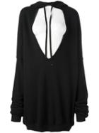 Unravel Hoodie Maxi V-neck Sweatshirt, Women's, Size: Xxs, Black, Cotton