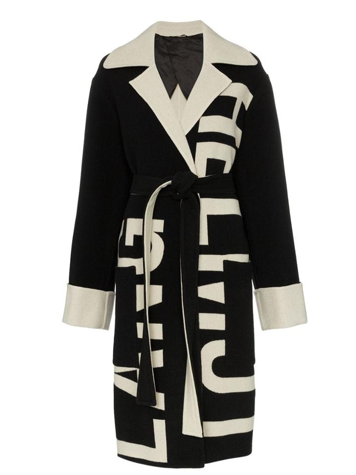 Helmut Lang Logo Knit Belted Coat - Black
