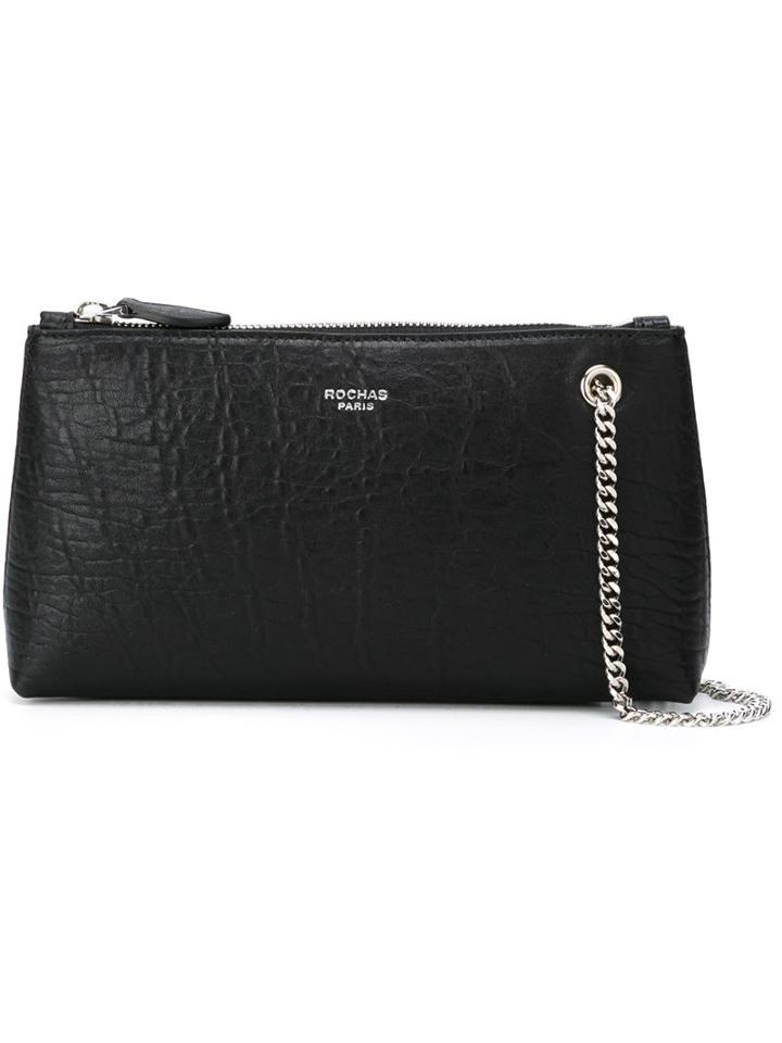 Rochas Textured Shoulder Bag, Women's, Black, Calf Leather