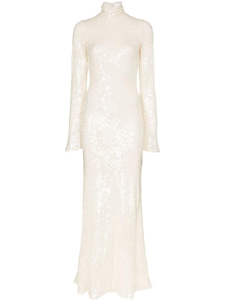 Galvan Moonlight Oasis High-neck Sequin-embellished Dress - White