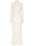 Galvan Moonlight Oasis High-neck Sequin-embellished Dress - White