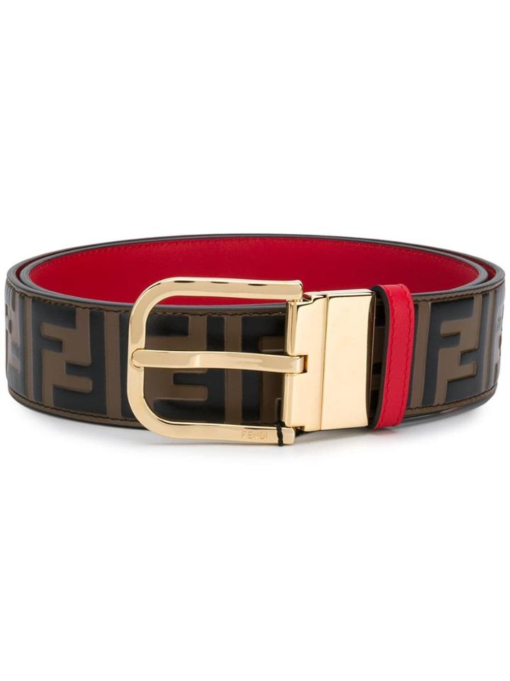 Fendi Logo Print Reversible Belt - Neutrals