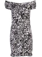 Milly Ruched Leopard Print Dress - White