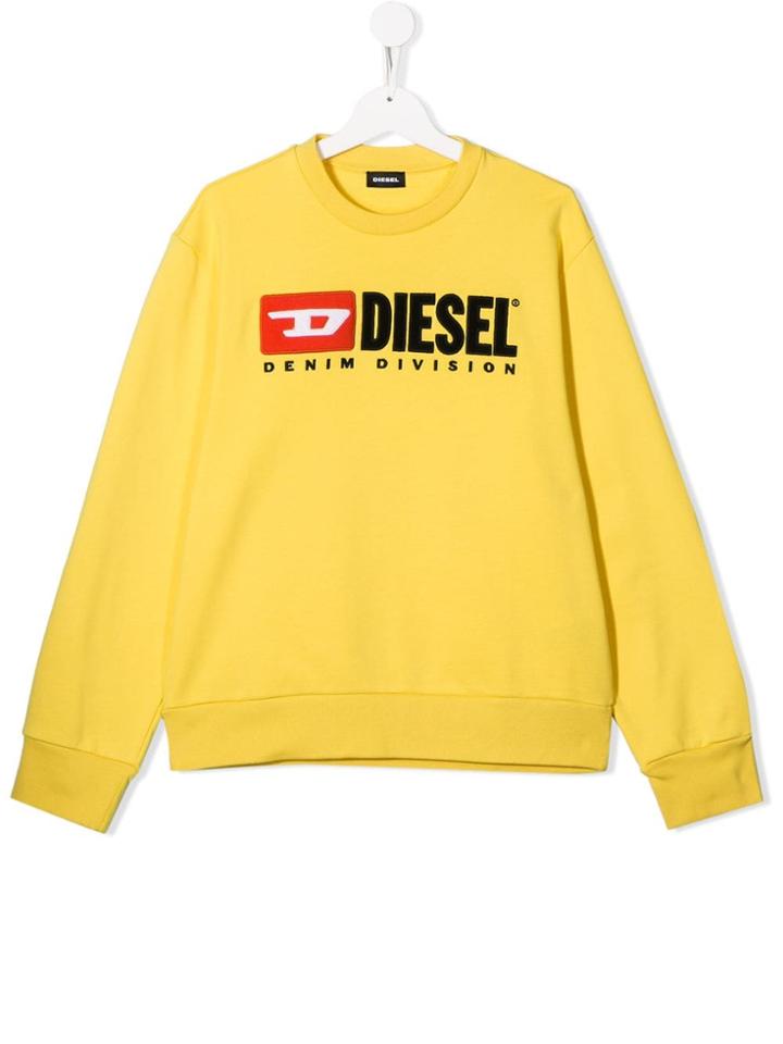 Diesel Kids Teen Logo Embroidered Sweatshirt - Yellow