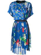 Sacai Belted Floral Print Dress - Blue