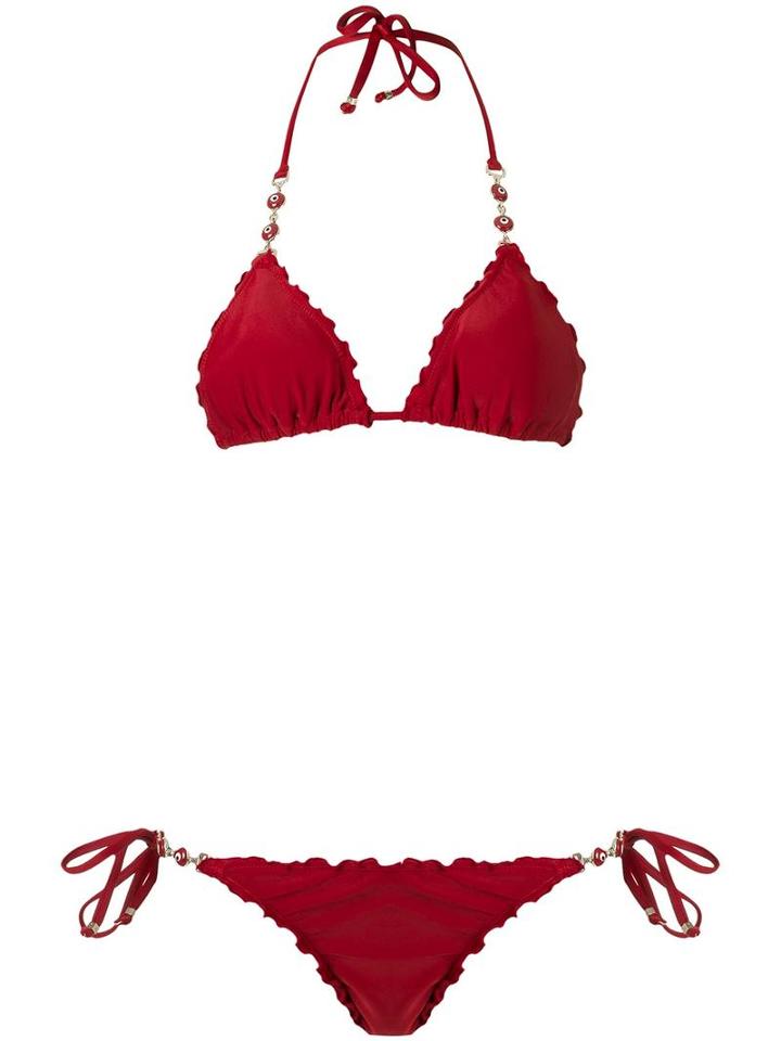 Amir Slama Triangle Bikini Set, Women's, Size: Gg, Red, Elastodiene