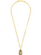 Chanel Vintage Stone Logo Long Necklace - Metallic