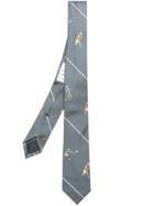 Thom Browne Tennis Embroidered Tie - Grey